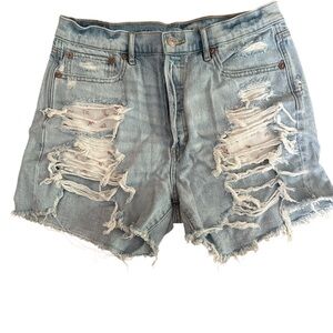American Eagle Distressed Light Blue Denim Shorts